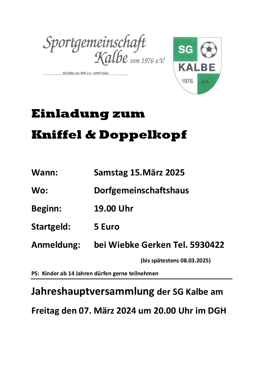 Einladung zum Kniffel & Doppelkopf